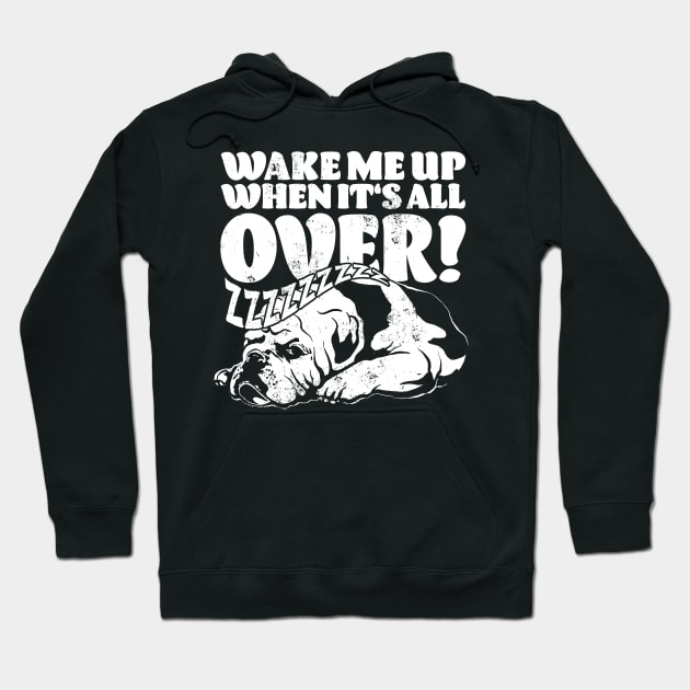 Sleepy English Bulldog Cartoon Hoodie by Black Tee Inc